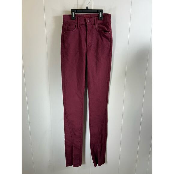 Mother Jeans The Rascal Sliced Up Heel Jeans In Burgundy Women’s Size 24 NWOT - Picture 4 of 10